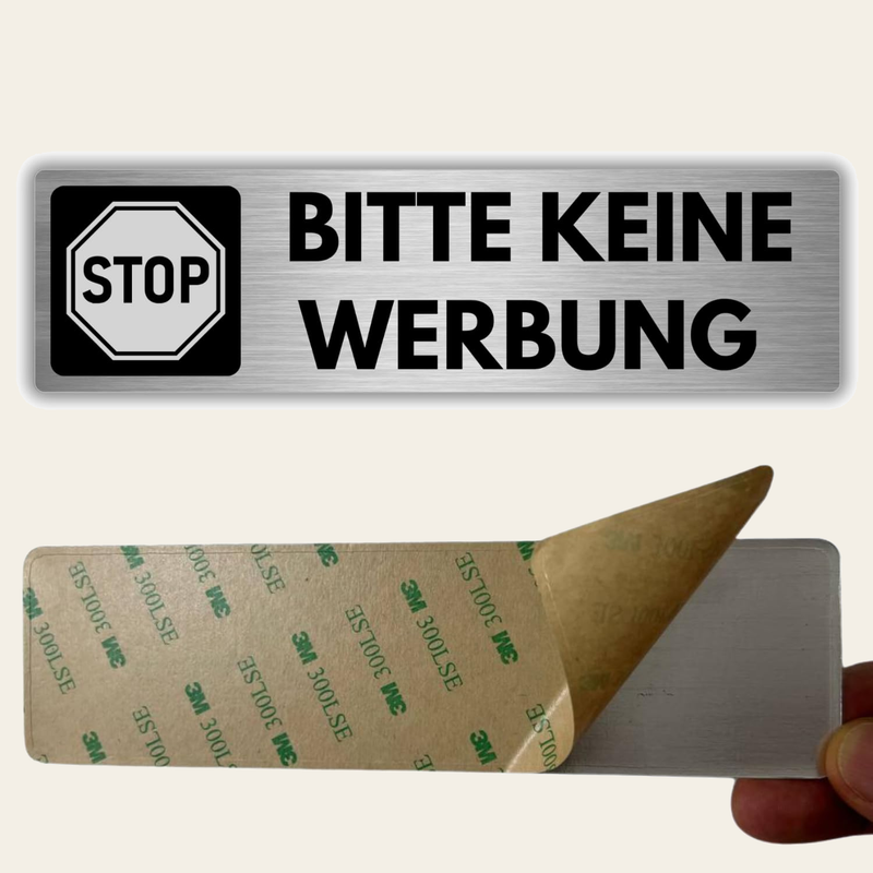 LEIASA | Selbstklebendes Schild: Bitte keine Werbung - 5x18 cm - Dicke