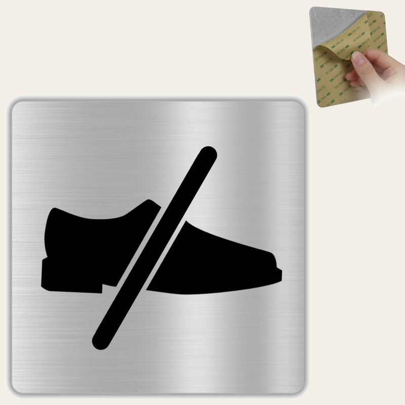 LEIASA Schild ohne Schuhe – 10 x 10 cm – Aluminium – Schild mit Schuhe