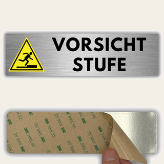 LEIASA | Selbstklebendes Schild Vorsicht Stufe - 5x18 cm - Aluminium -