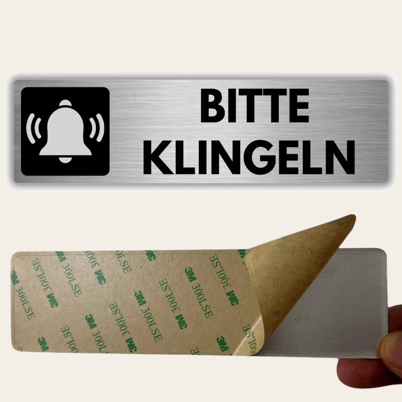 LEIASA | Selbstklebendes Schild Klingel drücken - 5x18 cm - Dicke 0,8 