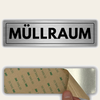 LEIASA | Türschild Müllraum - 5x18 cm - Aluminium - Stärke 0,8 mm - Wetterfest - UV-Druck