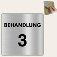 LEIASA | Türschild Behandlungsraum - 12x12 cm - Aluminium - Stärke 0,8 mm - Wetterfest - UV-Druck