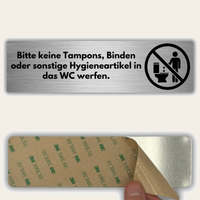LEIASA | Schild Nicht in die Toilette werfen - 5x18 cm - Aluminium - Stärke 0,8 mm - Wetterfest - UV-Druck