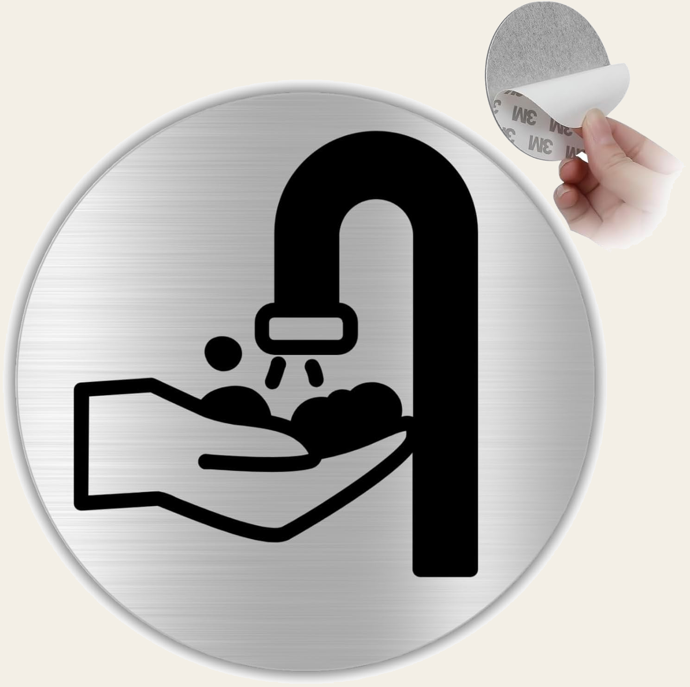 LEIASA | Selbstklebendes Händewaschschild - Dicke 0,6 mm - Durchmesser