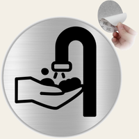 LEIASA | Schild Hände waschen - Ø 10 cm - Aluminium - Stärke 0,6 mm - Wetterfest - UV-Druck