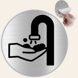 LEIASA | Selbstklebendes Händewaschschild - Dicke 0,6 mm - Durchmesser