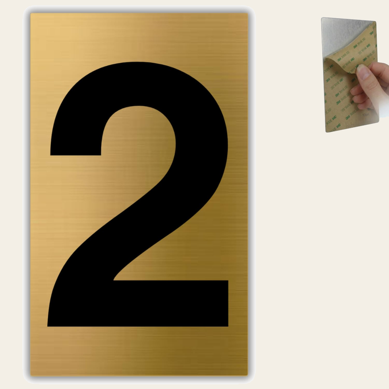 LEIASA | Goldene Hausnummer - 4x6,5 cm - Aluminium - Ziffernschild Tür