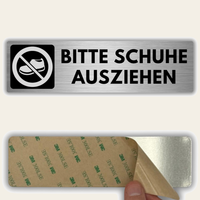 LEIASA | Schild Schuhe verboten - 5x18 cm - Aluminium - Stärke 0,8 mm - Wetterfest - UV-Druck