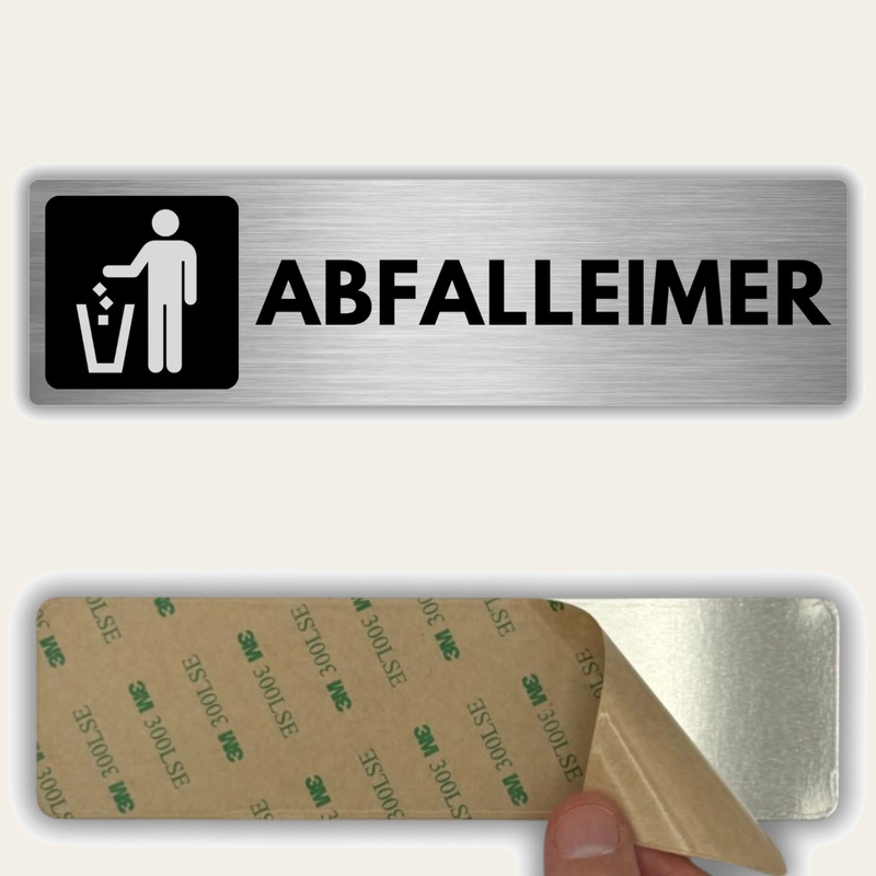 LEIASA | Selbstklebendes Schild Abfalleimer - 5x18 cm - Aluminium - Hi