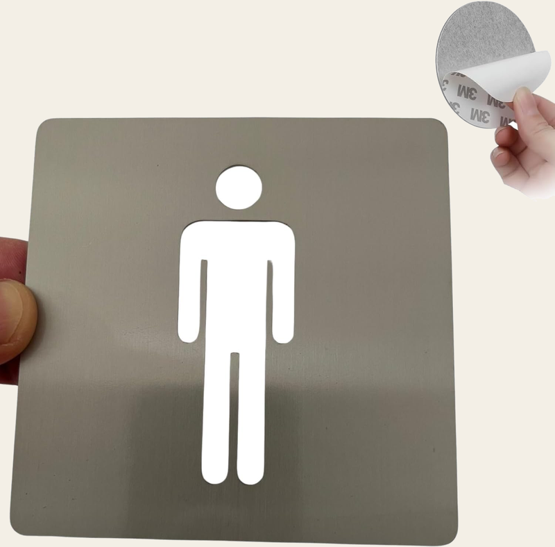 LEIASA | Selbstklebendes WC-Schild für Herren - Dicke 0,8 mm - 10x10 c