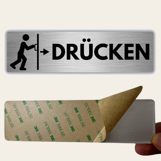LEIASA | Selbstklebendes Schild Tür Drücken - 5x18 cm - Dicke 0,8 mm -