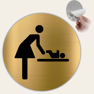 LEIASA | Goldenes Schild Wickelraum Mutter & Baby - Ø 10 cm - Stärke 0