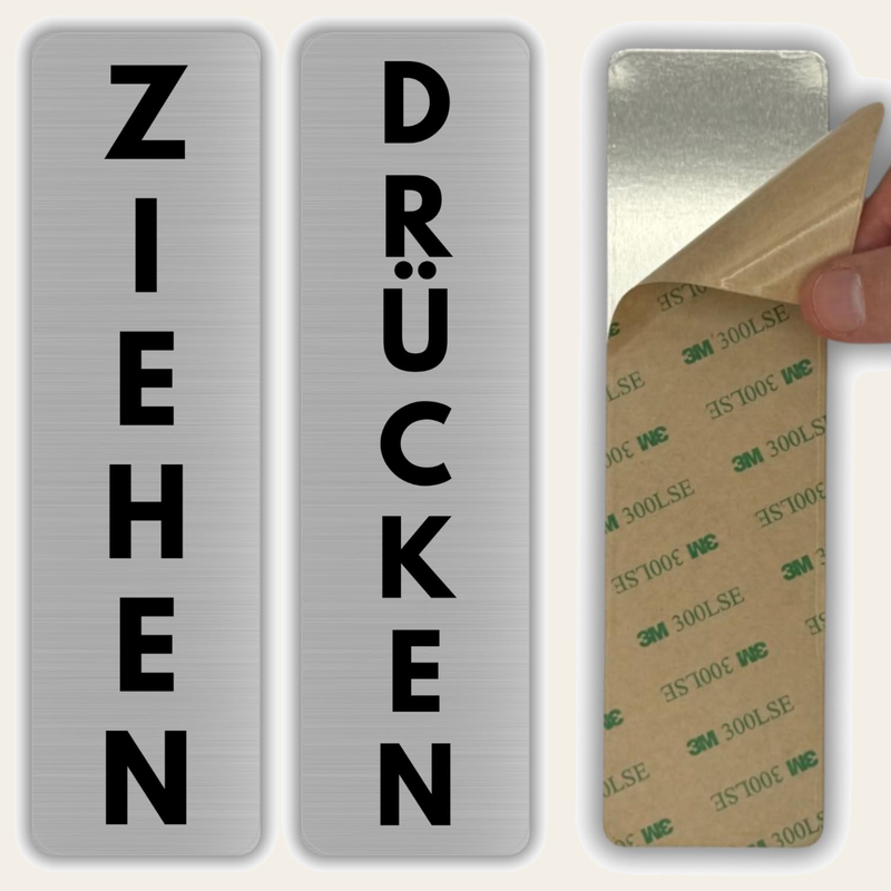 LEIASA | Schild Drücken Ziehen - 5x18 cm - Aluminium - Türschilder Set