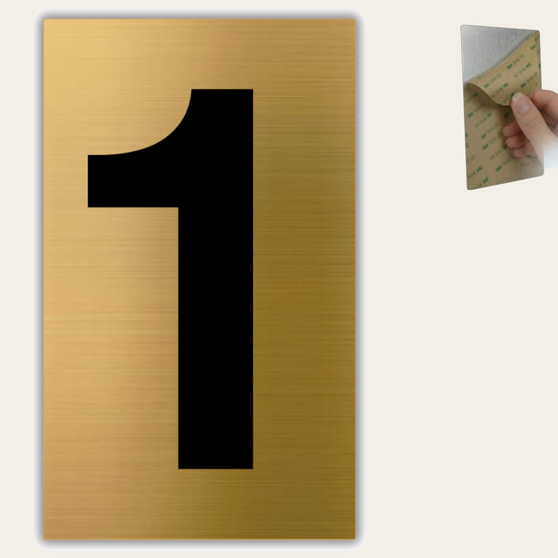LEIASA | Goldene Hausnummer - 6x10 cm - Aluminium - Ziffernschild Tür 