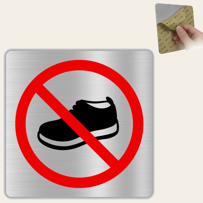 LEIASA Schild ohne Schuhe – 10 x 10 cm – Aluminium – Schild zum Auszie