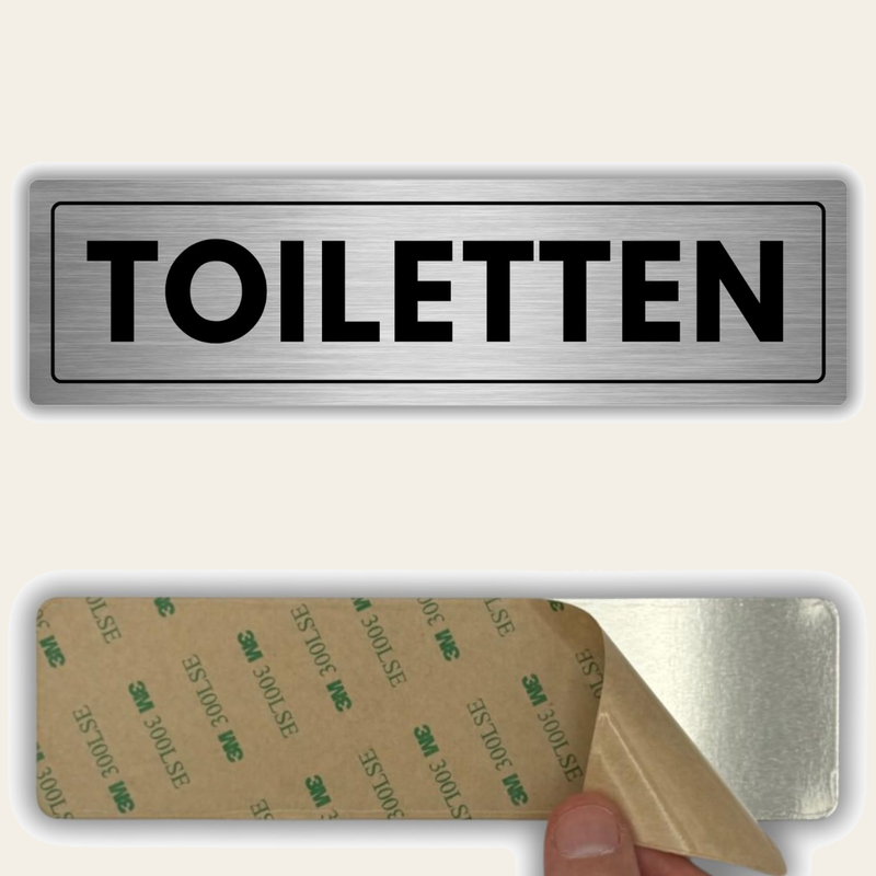 LEIASA | Selbstklebendes Schild Toiletten - 5x18 cm - Aluminium - Hinw