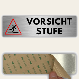 LEIASA | Schild Vorsicht Stufe - 5 x 18 cm - Stärke 0,8 mm - Aluminium