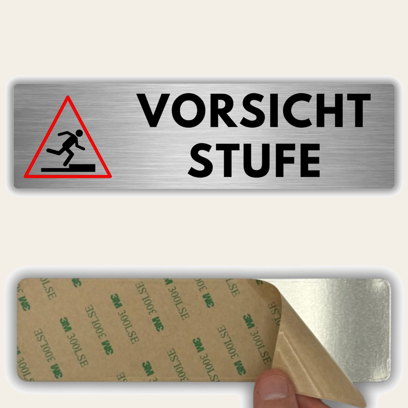 LEIASA | Schild Vorsicht Stufe - 5 x 18 cm - Stärke 0,8 mm - Aluminium