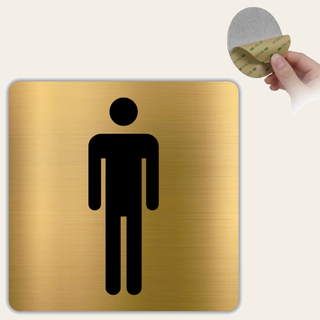 LEIASA | Herren WC Schild - 10x10 cm - Aluminium Gold - Herrentoilette