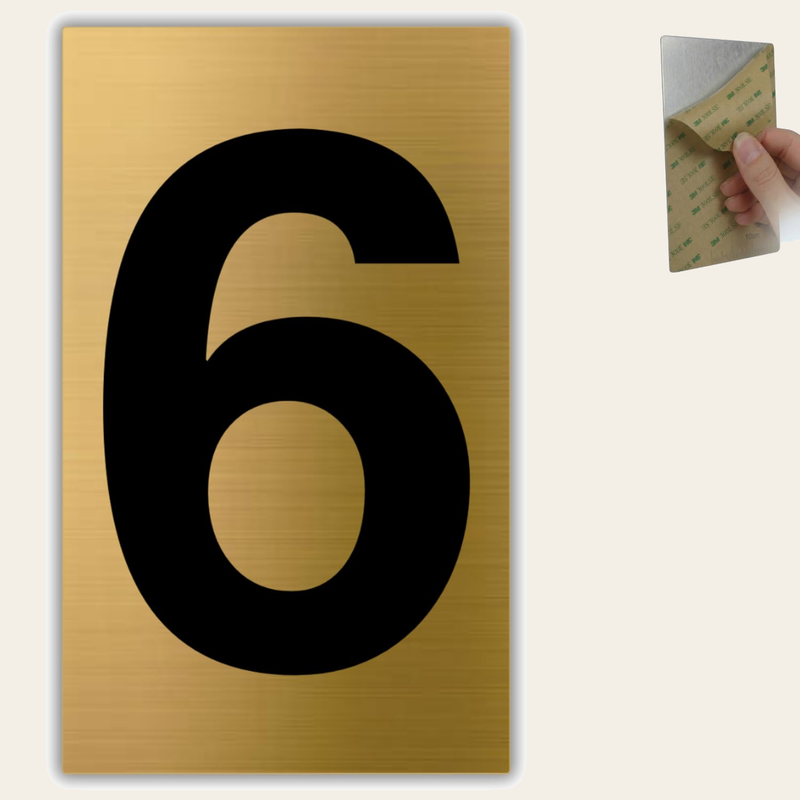 LEIASA | Goldene Hausnummer - 6x10 cm - Aluminium - Ziffernschild Tür 