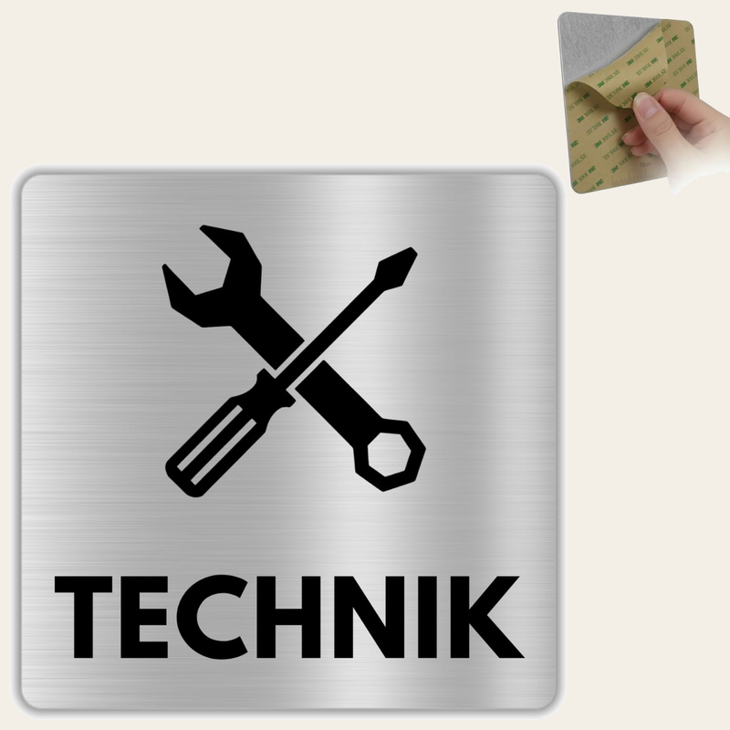 LEIASA | Schild Technik - 12x12 cm - Aluminium - Technikraum - Heizung