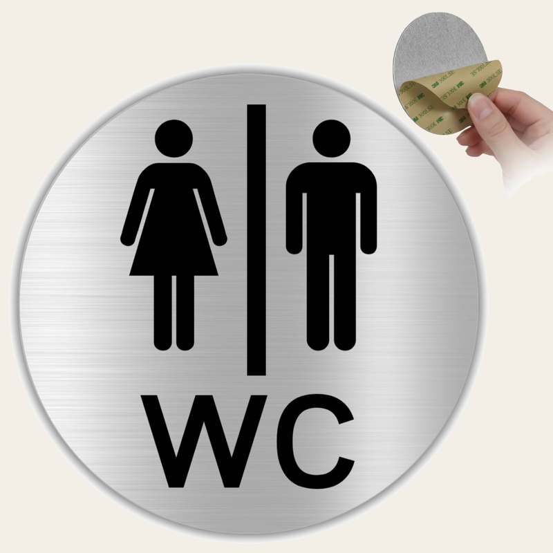 LEIASA | Schild Unisex Toilette - 5x18 cm - Aluminium - WC Schild gemi