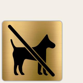 LEIASA | Hunde Verboten Schild - 10x10 cm - Aluminium Gold - Verbotssc