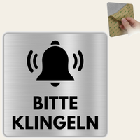 LEIASA | Türschild Bitte Klingeln - 12x12 cm - Aluminium - Stärke 0,8 mm - Wetterfest - UV-Druck