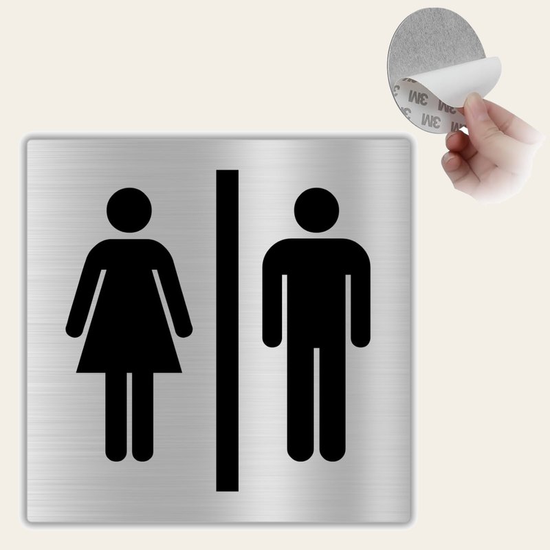 LEIASA | Selbstklebendes Unisex WC Schild - 10x10 cm - 0,8 mm Dicke - 