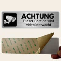 LEIASA | Schild Videoüberwachter Bereich - 5x18 cm - Aluminium - Stärke 0,8 mm - Wetterfest - UV-Druck