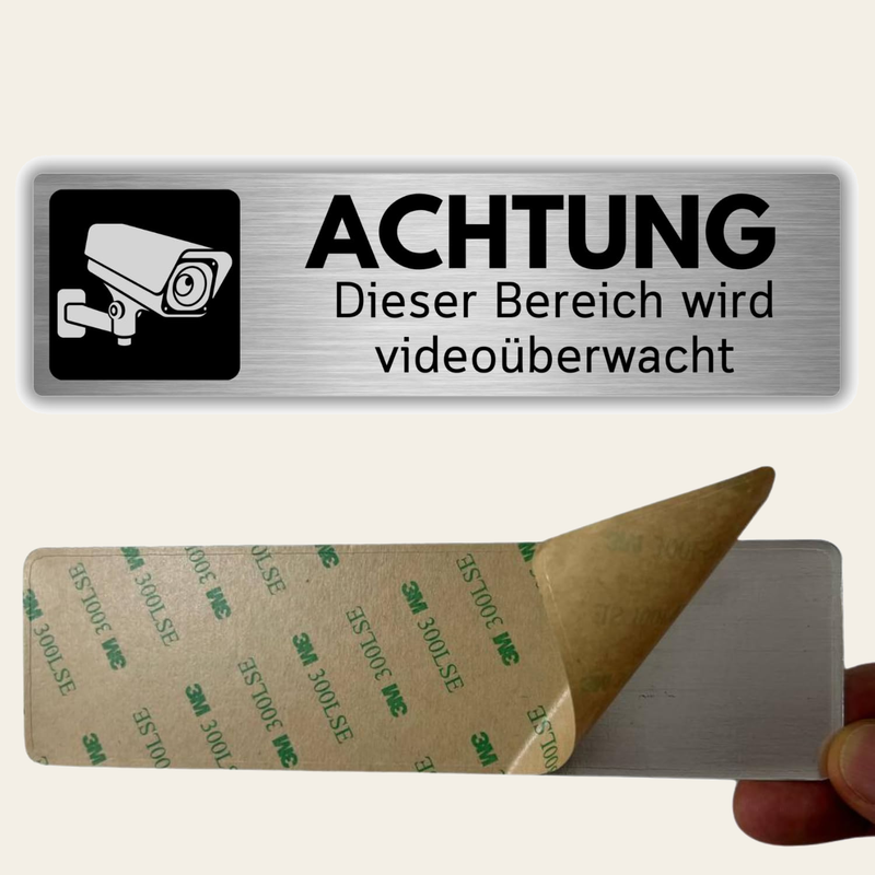 LEIASA | Selbstklebendes Schild Videoüberwachter Bereich - 5x18 cm - D