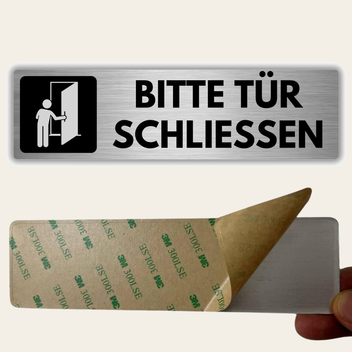 LEIASA | Selbstklebendes Schild: Bitte schließ die Tür - 5x18 cm - Dic