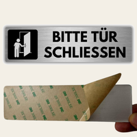 LEIASA | Türschild Bitte schließ die Tür - 5x18 cm - Aluminium - Stärke 0,8 mm - Wetterfest - UV-Druck