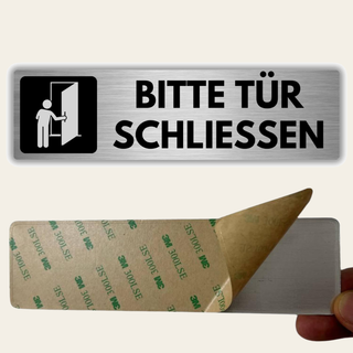 LEIASA | Selbstklebendes Schild: Bitte schließ die Tür - 5x18 cm - Dic