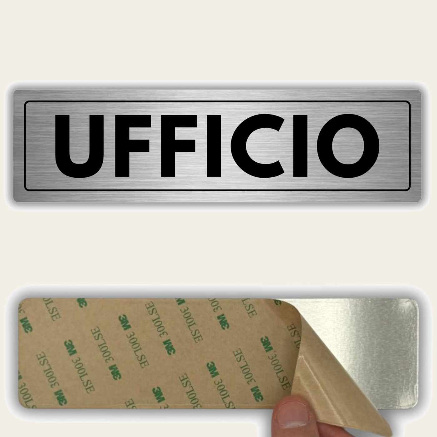 LEIASA | Segnale Adesivo Ufficio - 5×18 cm - Spessore 0,8 mm -Allumini