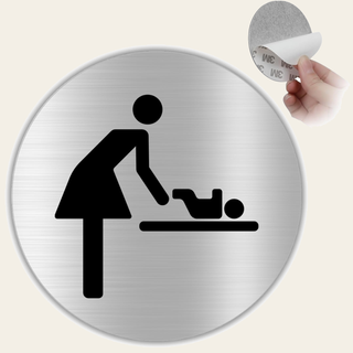 LEIASA | Segnale Adesivo WC Mamma Bebè - Spessore 0,6 mm - Diametro Ø 