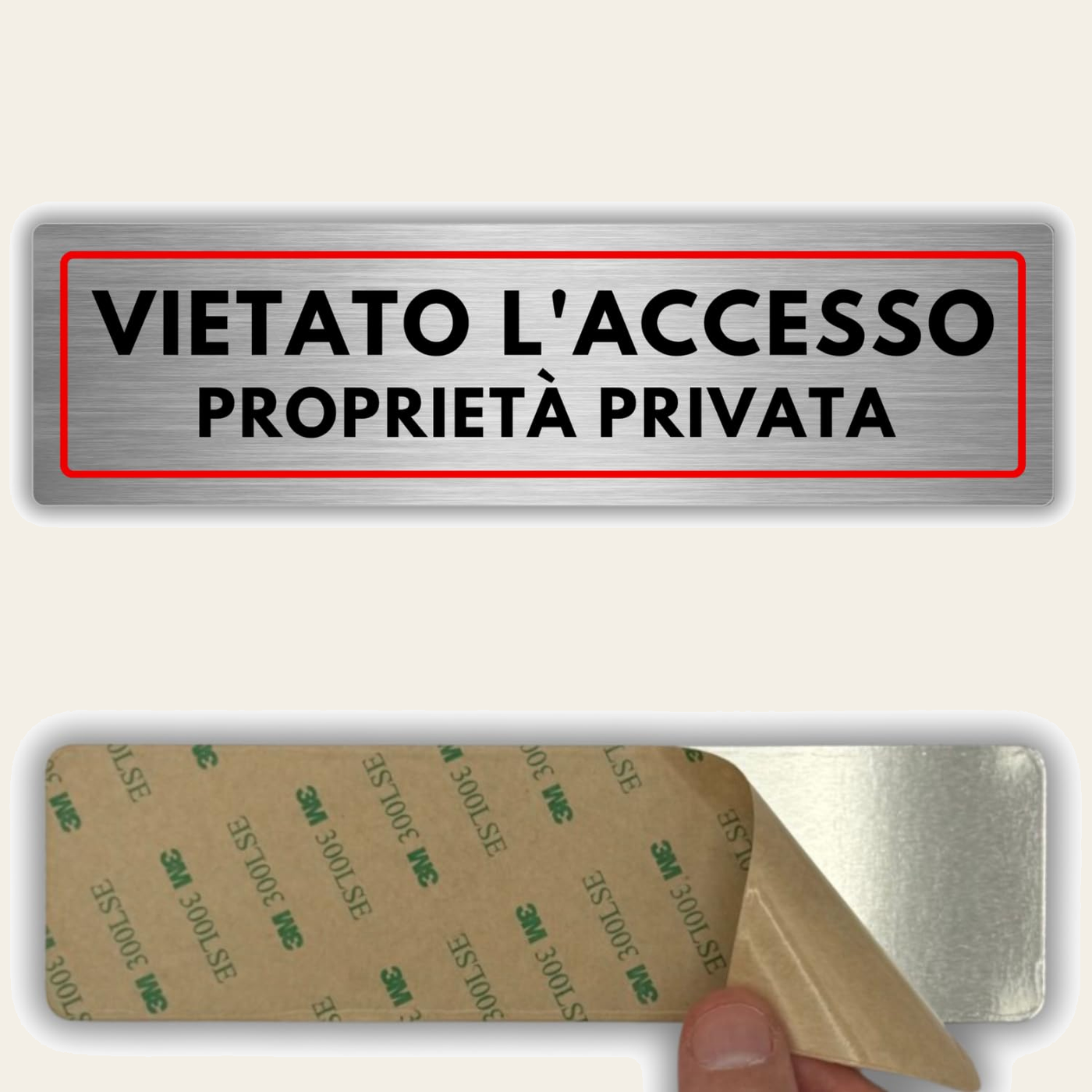 LEIASA | Cartello Vietato l accesso - 5x18 cm - Spessore 0,8 mm - Allu