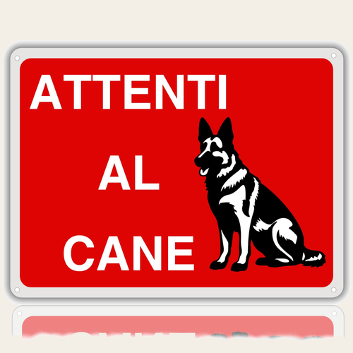 LEIASA : Segnale di pericolo per i cani - 21x21 cm - Alluminio riflett