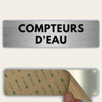 LEIASA | Panneau Compteurs d'Eau - 5x18 cm - Aluminium - Pancarte Local Technique - Plaque de Comptage - Signe Accès Réservé - Avis Relevé d'Eau - Épaisseur 0,8 mm - (Compteurs Eau)