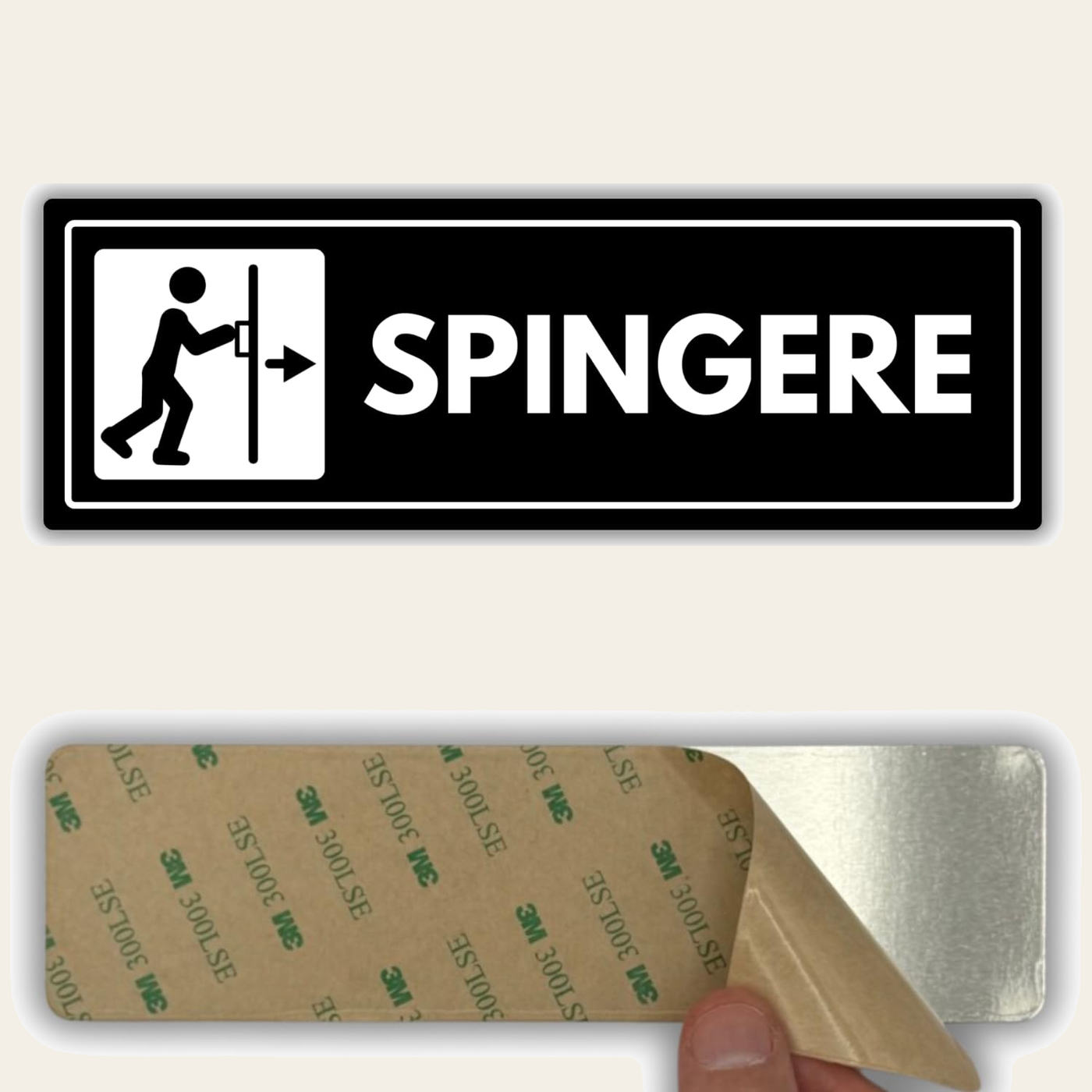 LEIASA | Segnale Spingere la Porta - 7,5 x 23 cm - Spessore 2 mm - Acr