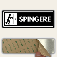 LEIASA | Segnale Spingere la Porta - 7,5 x 23 cm - Spessore 2 mm - Acrilico - Targa Adesiva - Cartello Spingere - Avviso Porta - (Spingere Porta)