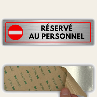 LEIASA | Plaque Réservé au Personnel - 5x18 cm - Épaisseur 0,8 mm - Al