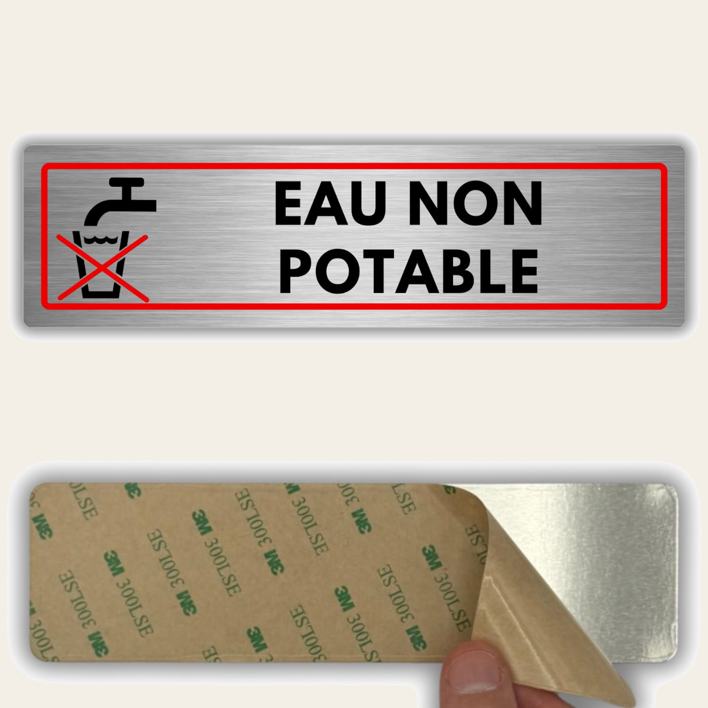 LEIASA | Panneau Eau Non Potable - 5x18 cm - Aluminium - Pancarte Liqu