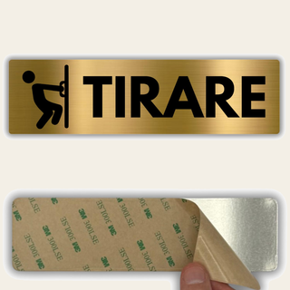 LEIASA | Segnale Tirare Porta - 5x18 cm - Alluminio - Cartello Tirare 