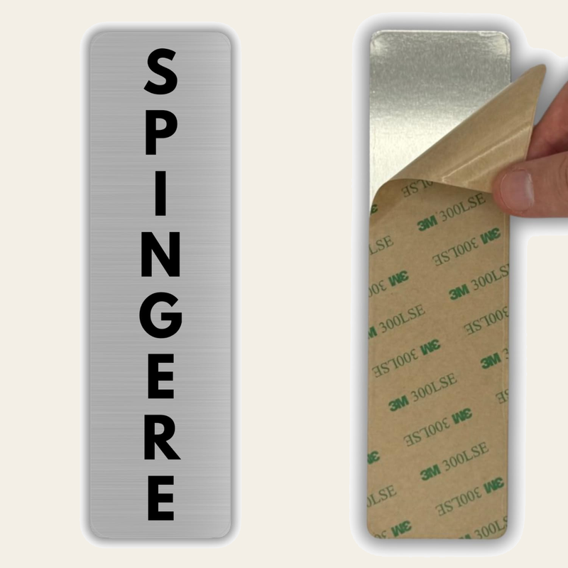 LEIASA | Cartello Spingere Porta - 5x18 cm - Spessore 0,8 mm - Allumin