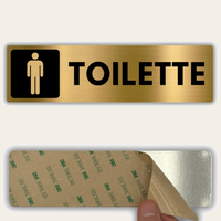 LEIASA | Segnale Bagno Uomo - 5x18 cm - Alluminio - Cartello Servizi Uomini - Targa Toilette Uomo - Insegna WC Maschile - Segnaletica Lavabo Uomo - Spessore 0,8 mm - (Toilette Uomo)