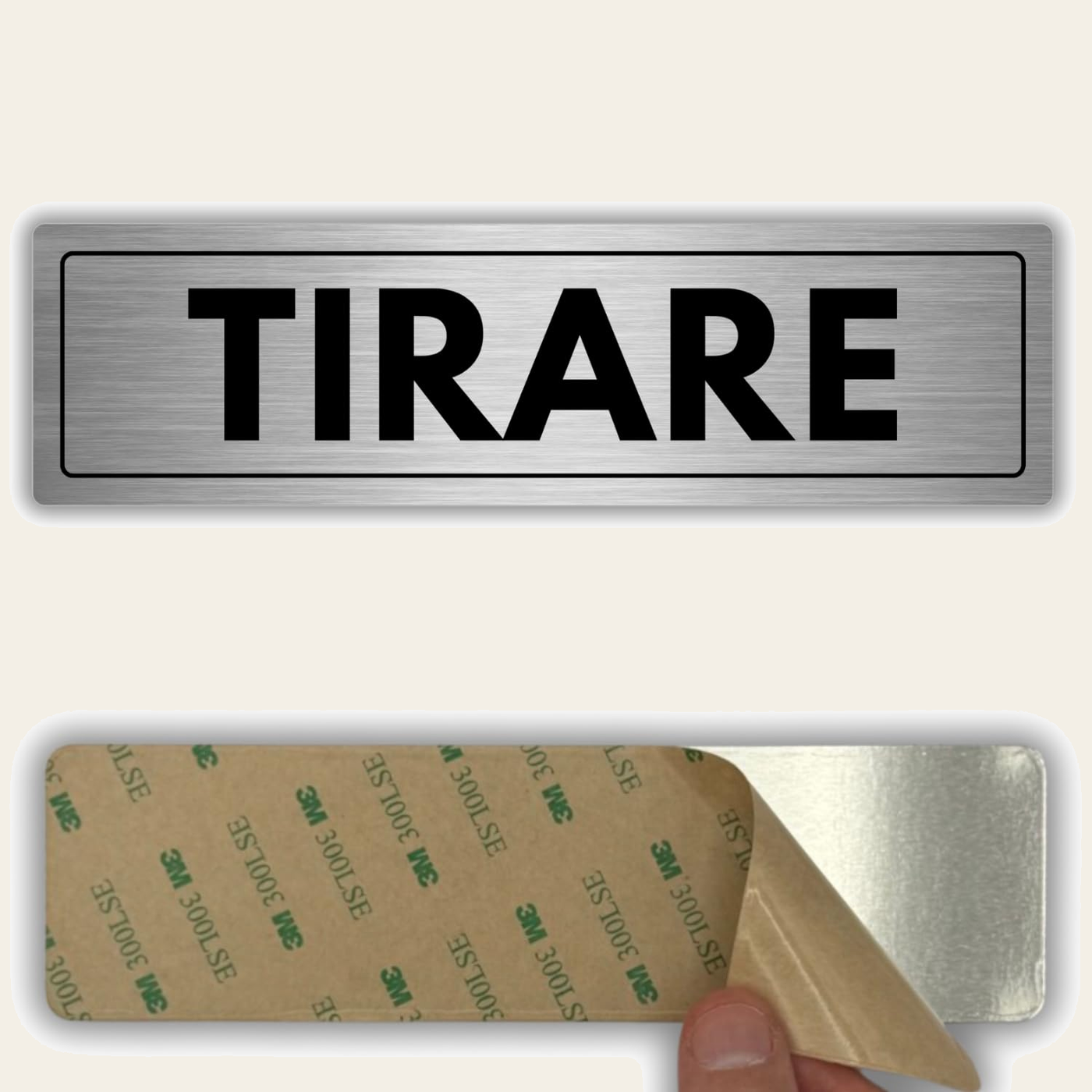 LEIASA | Segnale Tirare la Porta - 5 x 18 cm - Spessore 0,8 mm - Allum