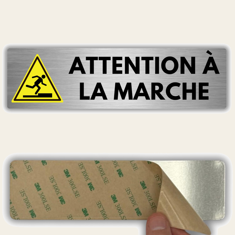 LEIASA | Plaque Attention à la Marche - 5x18 cm - Épaisseur 0,8 mm - A