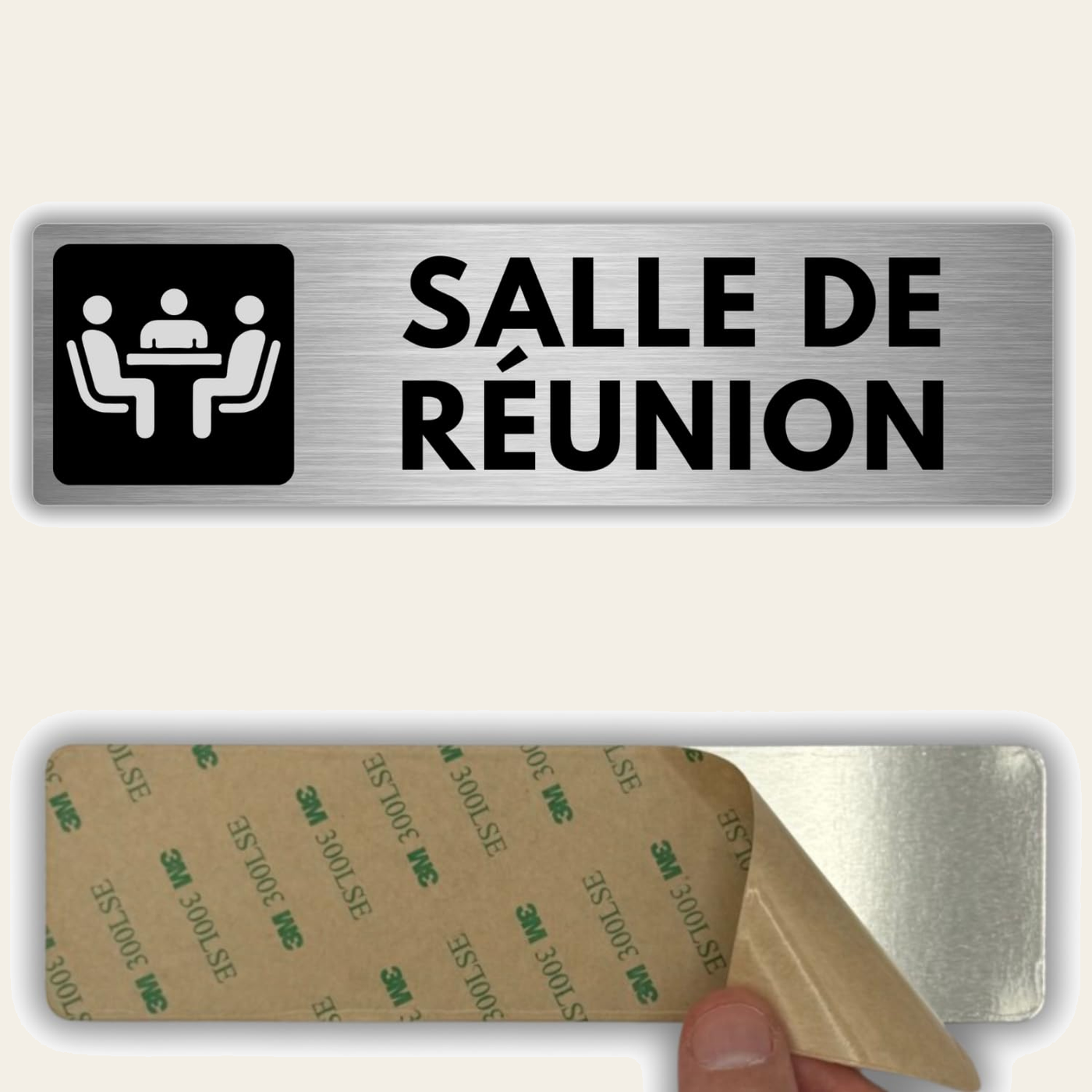 LEIASA | Plaque Salle de Réunion - 5x18 cm - Épaisseur 0,8 mm - Alumin