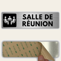 LEIASA | Plaque Salle de Réunion - 5x18 cm - Épaisseur 0,8 mm - Aluminium - Panneau Adhésif - Signalétique Bureau - (Salle Reunion)